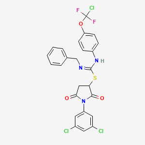 molecular formula C25H18Cl3F2N3O3S B4291212 1-(3,5-dichlorophenyl)-2,5-dioxopyrrolidin-3-yl N-benzyl-N'-{4-[chloro(difluoro)methoxy]phenyl}imidothiocarbamate 