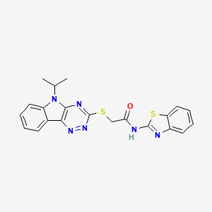 molecular formula C21H18N6OS2 B4291266 N-1,3-benzothiazol-2-yl-2-[(5-isopropyl-5H-[1,2,4]triazino[5,6-b]indol-3-yl)thio]acetamide 