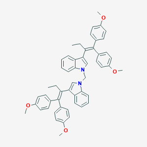 molecular formula C53H50N2O4 B429128 3-[1-ethyl-2,2-bis(4-methoxyphenyl)vinyl]-1-({3-[1-ethyl-2,2-bis(4-methoxyphenyl)vinyl]-1H-indol-1-yl}methyl)-1H-indole 