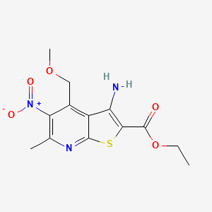molecular formula C13H15N3O5S B4291321 ethyl 3-amino-4-(methoxymethyl)-6-methyl-5-nitrothieno[2,3-b]pyridine-2-carboxylate 