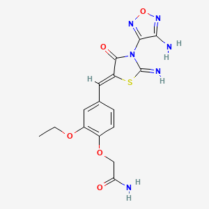 molecular formula C16H16N6O5S B4291355 2-(4-{[3-(4-amino-1,2,5-oxadiazol-3-yl)-2-imino-4-oxo-1,3-thiazolidin-5-ylidene]methyl}-2-ethoxyphenoxy)acetamide 
