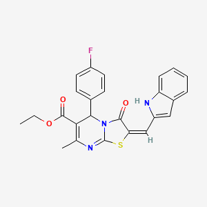 molecular formula C25H20FN3O3S B4291359 ethyl 5-(4-fluorophenyl)-2-(1H-indol-2-ylmethylene)-7-methyl-3-oxo-2,3-dihydro-5H-[1,3]thiazolo[3,2-a]pyrimidine-6-carboxylate 