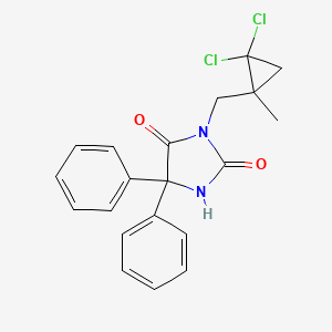 molecular formula C20H18Cl2N2O2 B4291360 3-[(2,2-dichloro-1-methylcyclopropyl)methyl]-5,5-diphenylimidazolidine-2,4-dione 