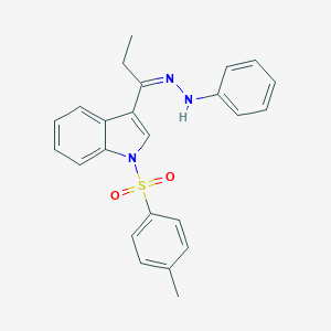 molecular formula C24H23N3O2S B429137 1-{1-[(4-methylphenyl)sulfonyl]-1H-indol-3-yl}-1-propanone phenylhydrazone 