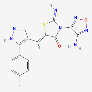 molecular formula C15H10FN7O2S B4291370 3-(4-amino-1,2,5-oxadiazol-3-yl)-5-{[3-(4-fluorophenyl)-1H-pyrazol-4-yl]methylene}-2-imino-1,3-thiazolidin-4-one 