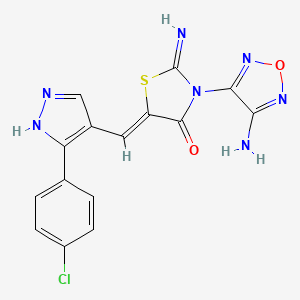molecular formula C15H10ClN7O2S B4291377 3-(4-amino-1,2,5-oxadiazol-3-yl)-5-{[3-(4-chlorophenyl)-1H-pyrazol-4-yl]methylene}-2-imino-1,3-thiazolidin-4-one 