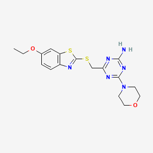 molecular formula C17H20N6O2S2 B4291444 4-{[(6-ethoxy-1,3-benzothiazol-2-yl)thio]methyl}-6-morpholin-4-yl-1,3,5-triazin-2-amine 