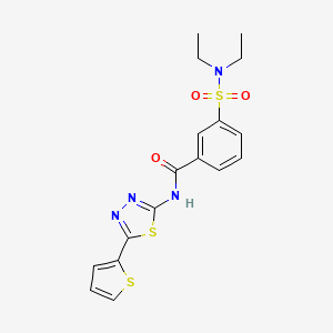 molecular formula C17H18N4O3S3 B4291453 3-[(diethylamino)sulfonyl]-N-[5-(2-thienyl)-1,3,4-thiadiazol-2-yl]benzamide 