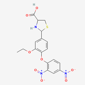 molecular formula C18H17N3O8S B4291480 2-[4-(2,4-dinitrophenoxy)-3-ethoxyphenyl]-1,3-thiazolidine-4-carboxylic acid 