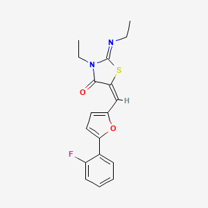 molecular formula C18H17FN2O2S B4291485 3-ethyl-2-(ethylimino)-5-{[5-(2-fluorophenyl)-2-furyl]methylene}-1,3-thiazolidin-4-one 