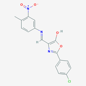 molecular formula C17H12ClN3O4 B429149 2-(4-chlorophenyl)-4-({3-nitro-4-methylanilino}methylene)-1,3-oxazol-5(4H)-one 