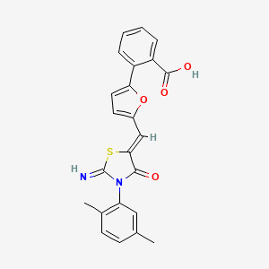 molecular formula C23H18N2O4S B4291498 2-(5-{[3-(2,5-dimethylphenyl)-2-imino-4-oxo-1,3-thiazolidin-5-ylidene]methyl}-2-furyl)benzoic acid 