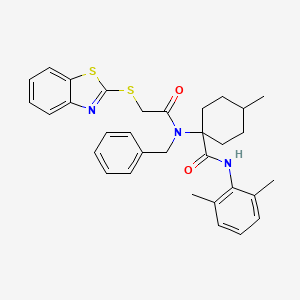 molecular formula C32H35N3O2S2 B4291517 1-[[(1,3-benzothiazol-2-ylthio)acetyl](benzyl)amino]-N-(2,6-dimethylphenyl)-4-methylcyclohexanecarboxamide 