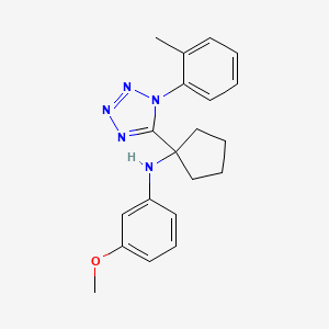 molecular formula C20H23N5O B4291521 (3-methoxyphenyl){1-[1-(2-methylphenyl)-1H-tetrazol-5-yl]cyclopentyl}amine 