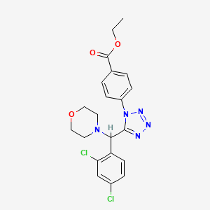 molecular formula C21H21Cl2N5O3 B4291545 ethyl 4-{5-[(2,4-dichlorophenyl)(morpholin-4-yl)methyl]-1H-tetrazol-1-yl}benzoate 