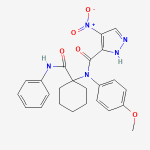 molecular formula C24H25N5O5 B4291562 N-[1-(anilinocarbonyl)cyclohexyl]-N-(4-methoxyphenyl)-4-nitro-1H-pyrazole-3-carboxamide 