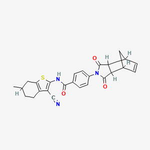 molecular formula C26H23N3O3S B4291570 N-(3-cyano-6-methyl-4,5,6,7-tetrahydro-1-benzothien-2-yl)-4-(3,5-dioxo-4-azatricyclo[5.2.1.0~2,6~]dec-8-en-4-yl)benzamide 