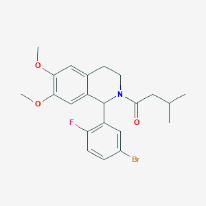 molecular formula C22H25BrFNO3 B4291572 1-(5-bromo-2-fluorophenyl)-6,7-dimethoxy-2-(3-methylbutanoyl)-1,2,3,4-tetrahydroisoquinoline 