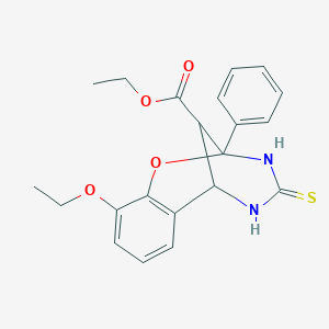 molecular formula C21H22N2O4S B429162 Ethyl 6-ethoxy-9-phenyl-11-thioxo-8-oxa-10,12-diazatricyclo[7.3.1.0~2,7~]trideca-2,4,6-triene-13-carboxylate 