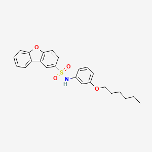 molecular formula C24H25NO4S B4291622 N-[3-(hexyloxy)phenyl]dibenzo[b,d]furan-2-sulfonamide 
