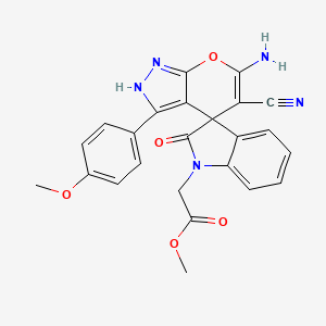 molecular formula C24H19N5O5 B4291706 methyl [6'-amino-5'-cyano-3'-(4-methoxyphenyl)-2-oxo-1'H-spiro[indole-3,4'-pyrano[2,3-c]pyrazol]-1(2H)-yl]acetate 