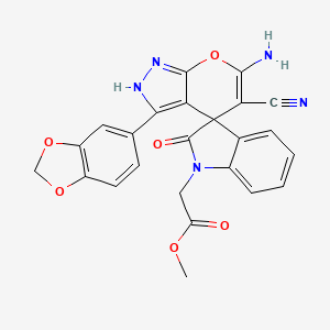 molecular formula C24H17N5O6 B4291713 methyl [6'-amino-3'-(1,3-benzodioxol-5-yl)-5'-cyano-2-oxo-1'H-spiro[indole-3,4'-pyrano[2,3-c]pyrazol]-1(2H)-yl]acetate 