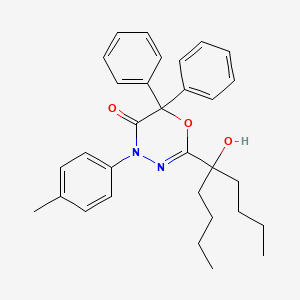 molecular formula C31H36N2O3 B4291730 2-(1-butyl-1-hydroxypentyl)-4-(4-methylphenyl)-6,6-diphenyl-4H-1,3,4-oxadiazin-5(6H)-one 