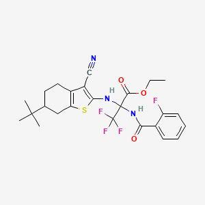 molecular formula C25H27F4N3O3S B4291737 ethyl N-(6-tert-butyl-3-cyano-4,5,6,7-tetrahydro-1-benzothien-2-yl)-3,3,3-trifluoro-2-[(2-fluorobenzoyl)amino]alaninate 