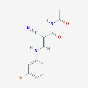 molecular formula C12H10BrN3O2 B429174 N-acetyl-3-(3-bromoanilino)-2-cyanoacrylamide 