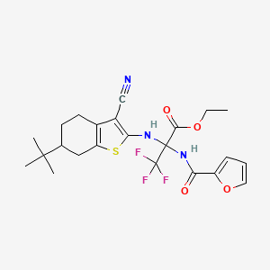 molecular formula C23H26F3N3O4S B4291745 ethyl N-(6-tert-butyl-3-cyano-4,5,6,7-tetrahydro-1-benzothien-2-yl)-3,3,3-trifluoro-2-(2-furoylamino)alaninate 