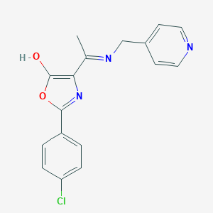 molecular formula C17H14ClN3O2 B429175 2-(4-chlorophenyl)-4-{1-[(4-pyridinylmethyl)amino]ethylidene}-1,3-oxazol-5(4H)-one 