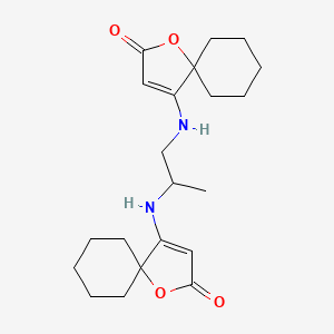 molecular formula C21H30N2O4 B4291750 4,4'-(propane-1,2-diyldiimino)bis(1-oxaspiro[4.5]dec-3-en-2-one) 