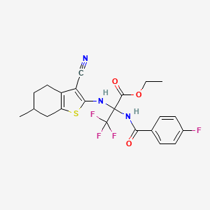 molecular formula C22H21F4N3O3S B4291753 ethyl N-(3-cyano-6-methyl-4,5,6,7-tetrahydro-1-benzothien-2-yl)-3,3,3-trifluoro-2-[(4-fluorobenzoyl)amino]alaninate 