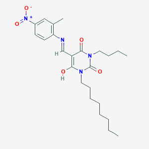 molecular formula C24H34N4O5 B429178 1-butyl-5-({4-nitro-2-methylanilino}methylene)-3-octyl-2,4,6(1H,3H,5H)-pyrimidinetrione 