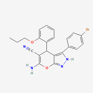 molecular formula C22H19BrN4O2 B4291801 6-amino-3-(4-bromophenyl)-4-(2-propoxyphenyl)-1,4-dihydropyrano[2,3-c]pyrazole-5-carbonitrile 