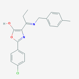 molecular formula C20H19ClN2O2 B429184 2-(4-chlorophenyl)-4-{1-[(4-methylbenzyl)amino]propylidene}-1,3-oxazol-5(4H)-one 