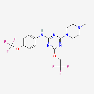 molecular formula C17H18F6N6O2 B4291845 4-(4-methylpiperazin-1-yl)-6-(2,2,2-trifluoroethoxy)-N-[4-(trifluoromethoxy)phenyl]-1,3,5-triazin-2-amine 