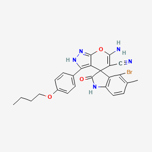 6'-amino-4-bromo-3'-(4-butoxyphenyl)-5-methyl-2-oxo-1,2-dihydro-1'H-spiro[indole-3,4'-pyrano[2,3-c]pyrazole]-5'-carbonitrile