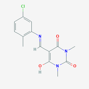 molecular formula C14H14ClN3O3 B429190 5-[(5-chloro-2-methylanilino)methylene]-1,3-dimethyl-2,4,6(1H,3H,5H)-pyrimidinetrione 