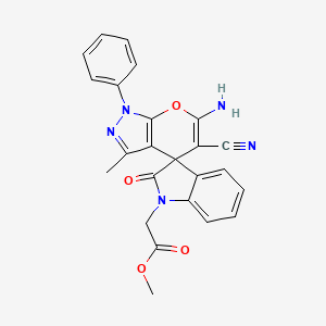 methyl (6'-amino-5'-cyano-3'-methyl-2-oxo-1'-phenyl-1'H-spiro[indole-3,4'-pyrano[2,3-c]pyrazol]-1(2H)-yl)acetate