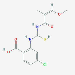 molecular formula C13H15ClN2O4S B429192 4-Chloro-2-{[[(3-methoxy-2-methylacryloyl)amino](sulfanyl)methyl]amino}benzoic acid 