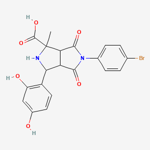 molecular formula C20H17BrN2O6 B4291923 5-(4-bromophenyl)-3-(2,4-dihydroxyphenyl)-1-methyl-4,6-dioxooctahydropyrrolo[3,4-c]pyrrole-1-carboxylic acid 