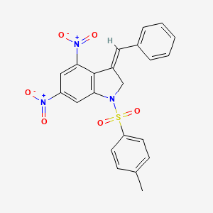 molecular formula C22H17N3O6S B4291927 3-benzylidene-1-[(4-methylphenyl)sulfonyl]-4,6-dinitroindoline 