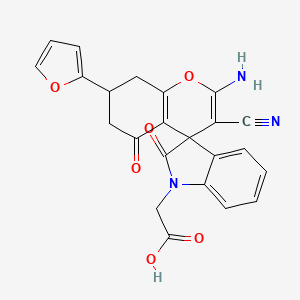 molecular formula C23H17N3O6 B4291942 [2-amino-3-cyano-7-(2-furyl)-2',5-dioxo-5,6,7,8-tetrahydrospiro[chromene-4,3'-indol]-1'(2'H)-yl]acetic acid 