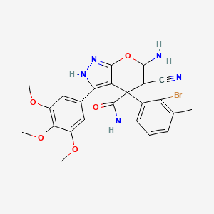 molecular formula C24H20BrN5O5 B4291951 6'-amino-4-bromo-5-methyl-2-oxo-3'-(3,4,5-trimethoxyphenyl)-1,2-dihydro-1'H-spiro[indole-3,4'-pyrano[2,3-c]pyrazole]-5'-carbonitrile 