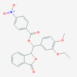 molecular formula C25H21NO8 B429200 (3-Ethoxy-4-methoxyphenyl)(3-oxo-1,3-dihydro-2-benzofuran-1-yl)methyl 4-nitrobenzoate 