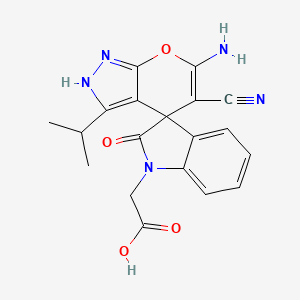 molecular formula C19H17N5O4 B4292019 (6'-amino-5'-cyano-3'-isopropyl-2-oxo-1'H-spiro[indole-3,4'-pyrano[2,3-c]pyrazol]-1(2H)-yl)acetic acid 