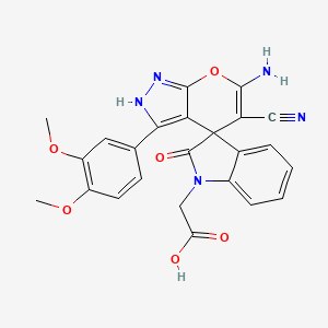 molecular formula C24H19N5O6 B4292020 [6'-amino-5'-cyano-3'-(3,4-dimethoxyphenyl)-2-oxo-1'H-spiro[indole-3,4'-pyrano[2,3-c]pyrazol]-1(2H)-yl]acetic acid 