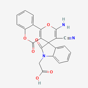 molecular formula C22H13N3O6 B4292021 (2'-amino-3'-cyano-2,5'-dioxo-5'H-spiro[indole-3,4'-pyrano[3,2-c]chromen]-1(2H)-yl)acetic acid 