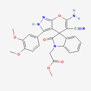 molecular formula C25H21N5O6 B4292024 methyl [6'-amino-5'-cyano-3'-(3,4-dimethoxyphenyl)-2-oxo-1'H-spiro[indole-3,4'-pyrano[2,3-c]pyrazol]-1(2H)-yl]acetate 